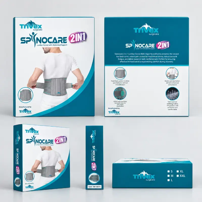Spinocare 2 in 1 — Lumbar corset with integrated abdominal support